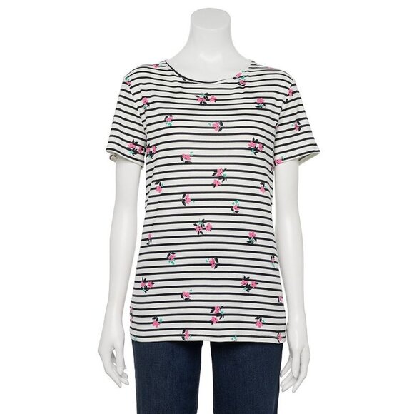 Women's Croft & Barrow Essential Crewneck Tee, Size: Large, White - Picture 1 of 1